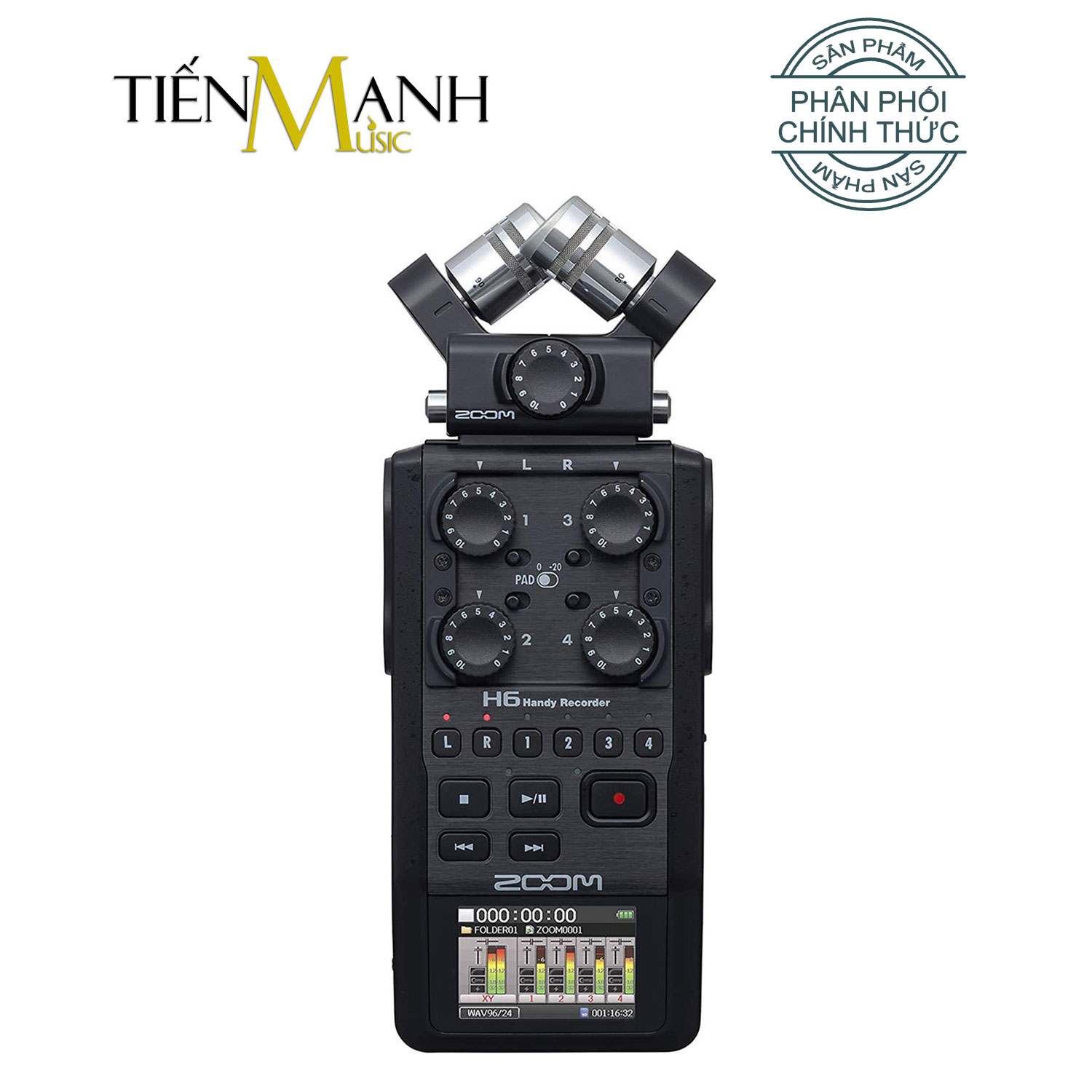 Máy Thu Ghi Âm Mic Zoom H6 Black - Thiết bị thu âm cầm tay kỹ thuật số Microphone Stereo